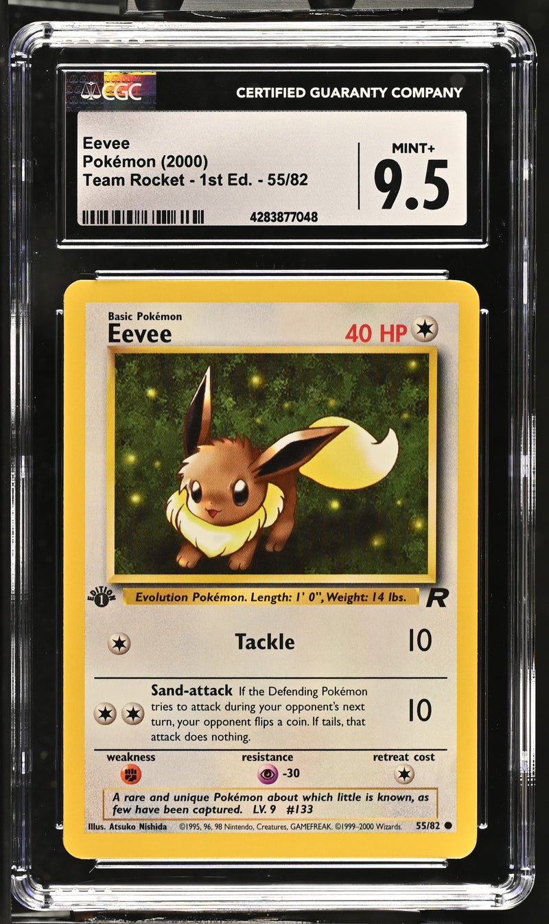 2000 Pokemon Team Rocket - 1st Edition Eevee 55/82 CGC 9.5