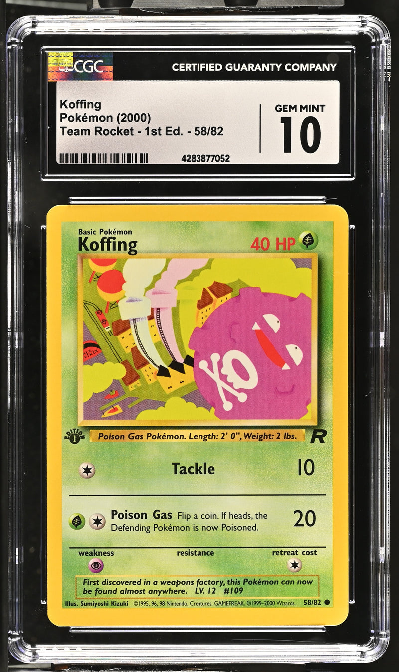 2000 Pokemon Team Rocket - 1st Edition Koffing 58/82 CGC 10