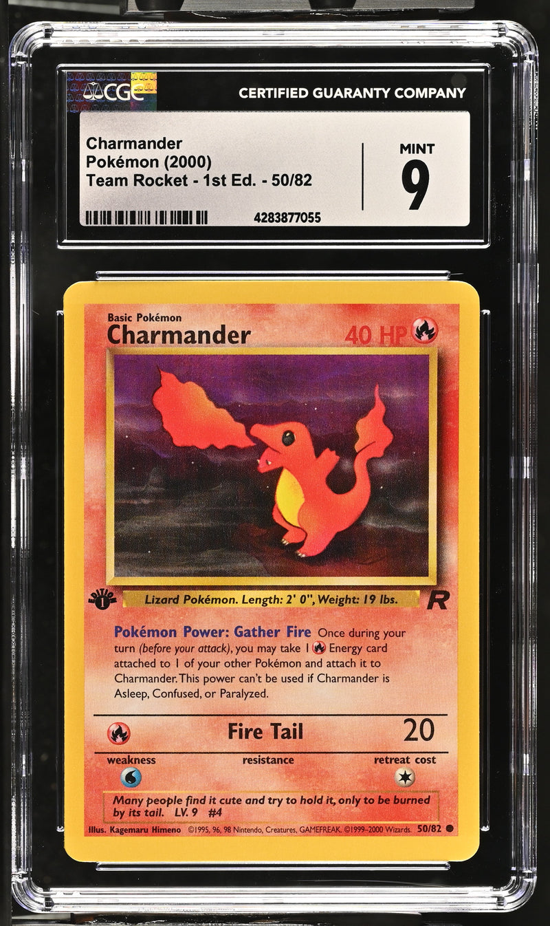 2000 Pokemon Team Rocket - 1st Edition Charmander 50/82 CGC 9