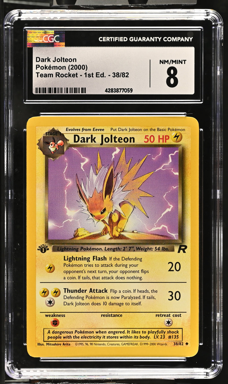 2000 Pokemon Team Rocket - 1st Edition Dark Jolteon 38/82 CGC 8