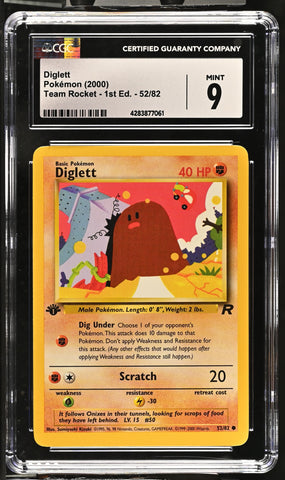 2000 Pokemon Team Rocket - 1st Edition Diglett 52/82 CGC 9