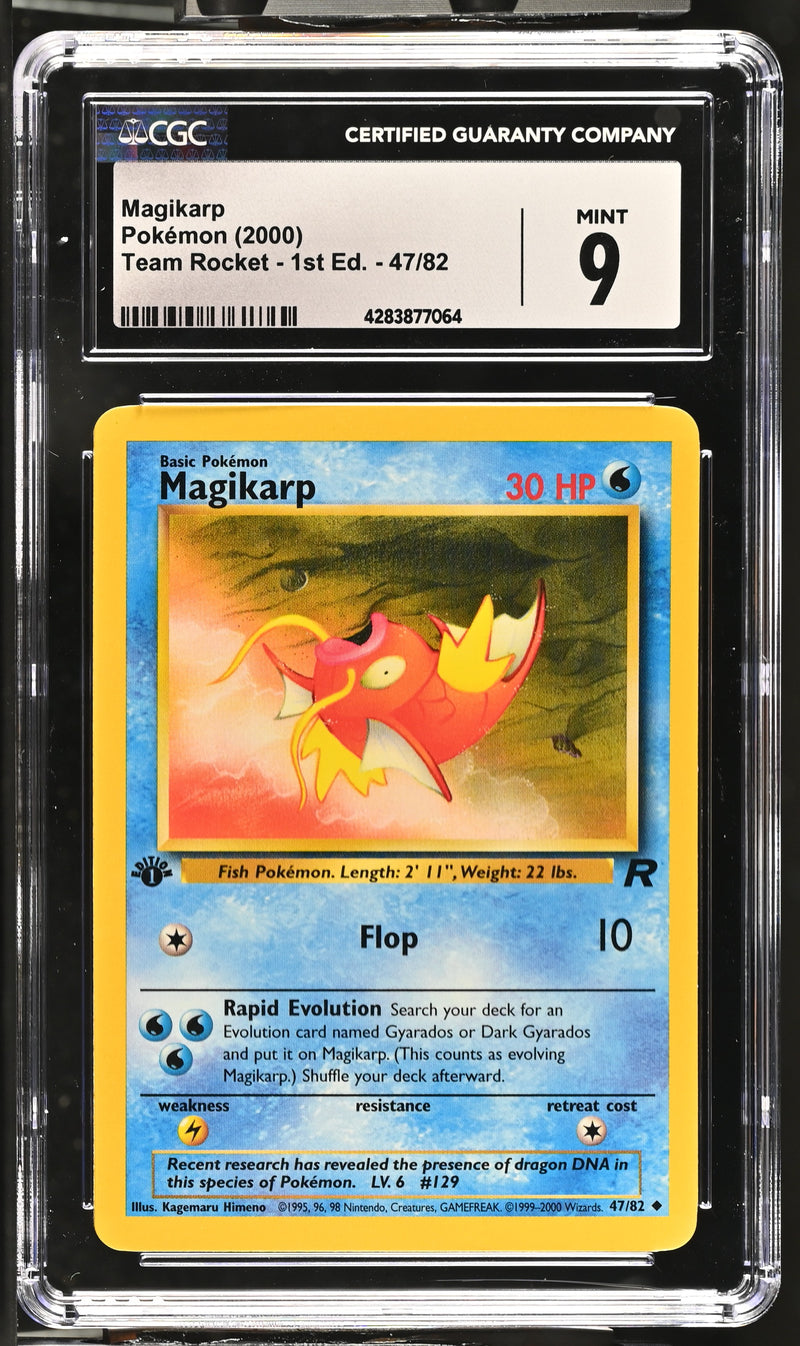 2000 Pokemon Team Rocket - 1st Edition Magikarp 47/82 CGC 9 2000 Pokemon Team Rocket - 1st Edition Magikarp 47/82 CGC 9