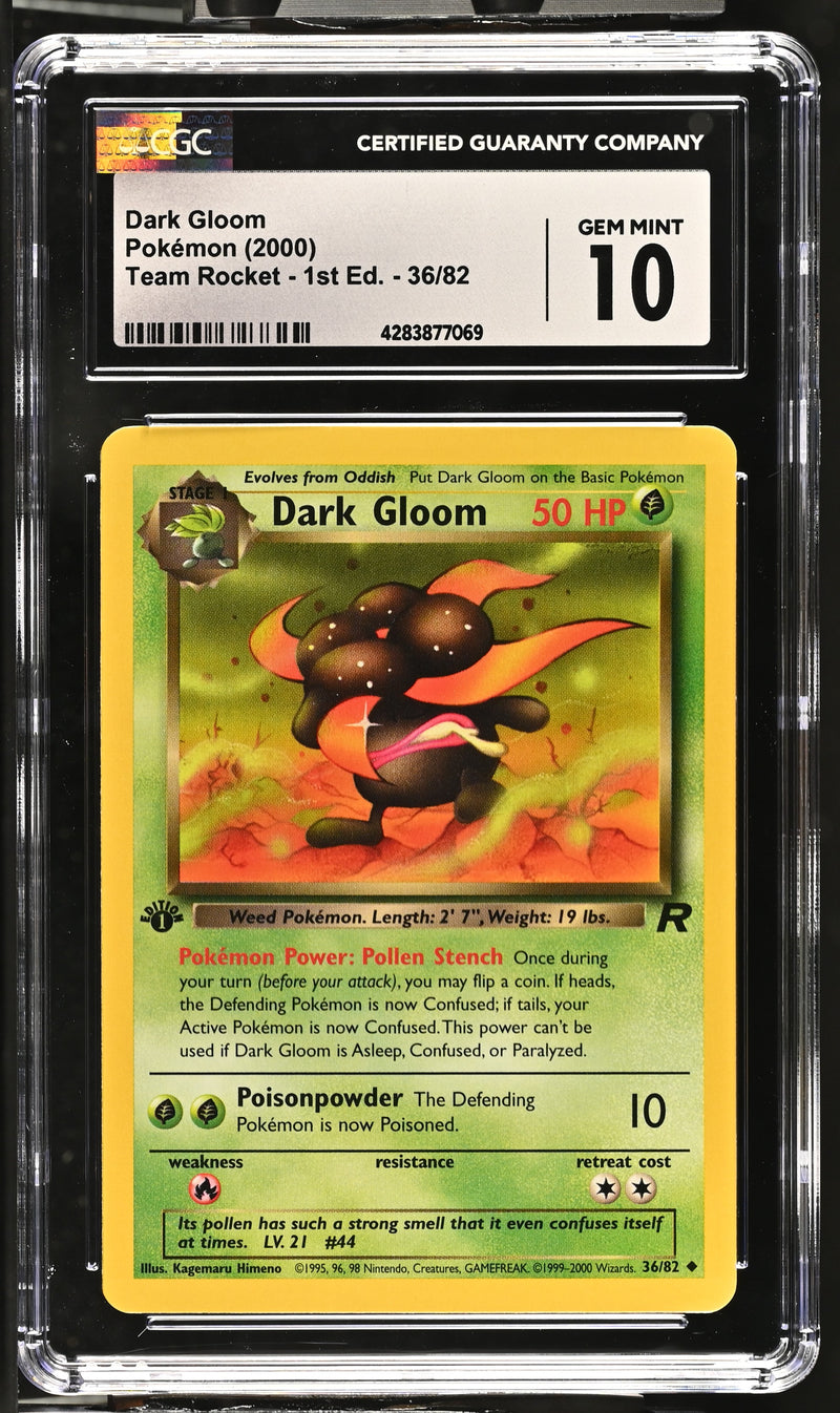 2000 Pokemon Team Rocket - 1st Edition Dark Gloom 36/82 CGC 10