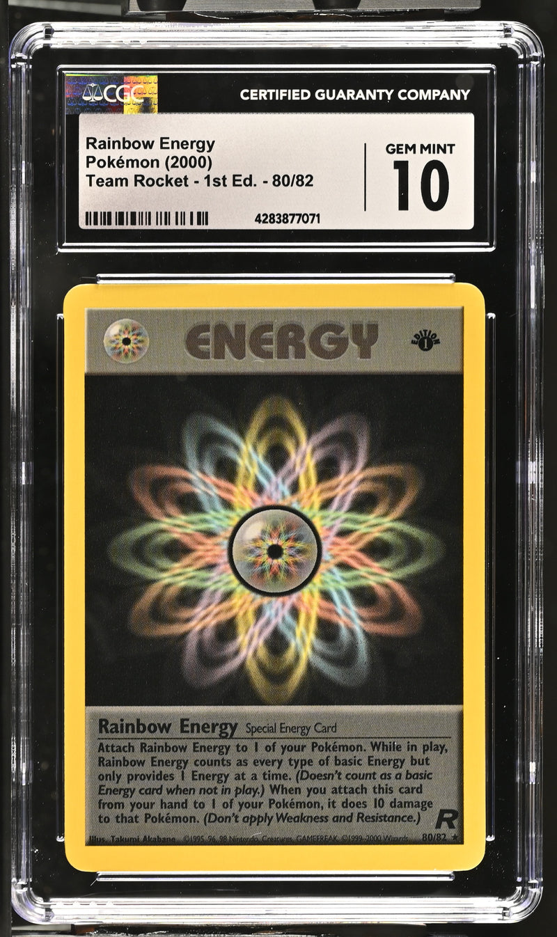 2000 Pokemon Team Rocket - 1st Edition Rainbow Energy 80/82 CGC 10