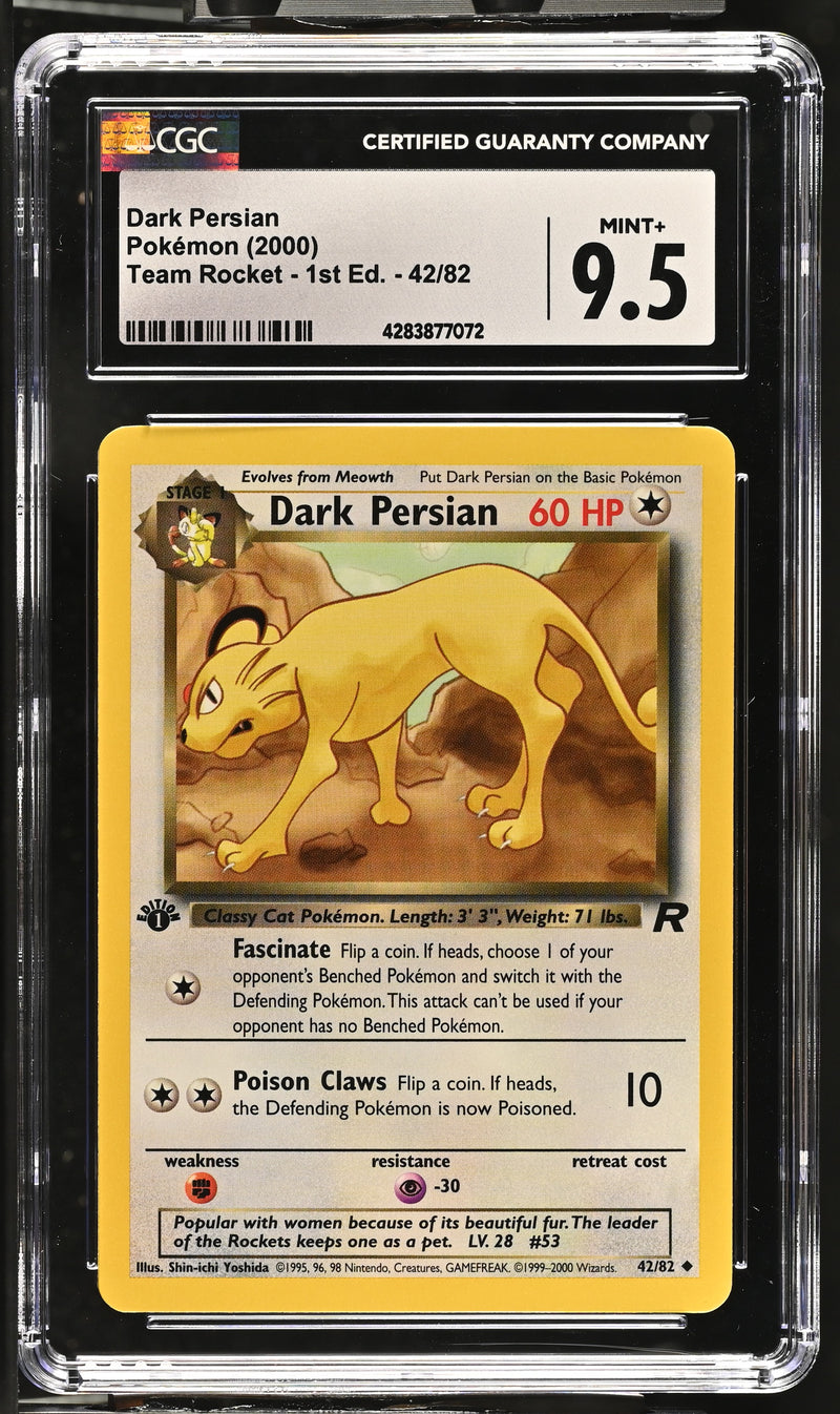 2000 Pokemon Team Rocket - 1st Edition Dark Persian 42/82 CGC 9.5