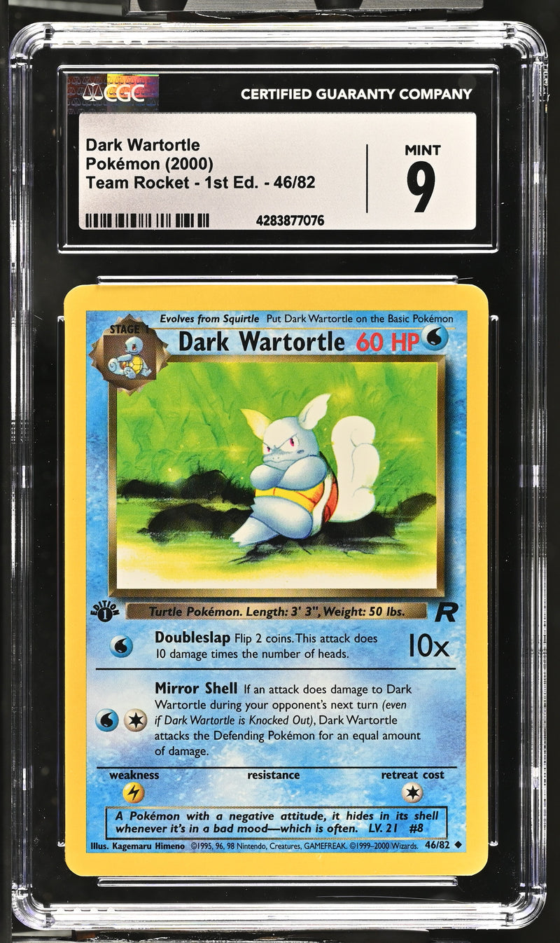 2000 Pokemon Team Rocket - 1st Edition Dark Wartortle 46/82 CGC 9