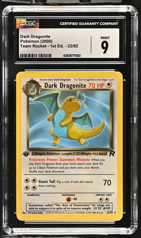 2000 Pokemon Team Rocket - 1st Edition Dark Dragonite 22/82 CGC 9