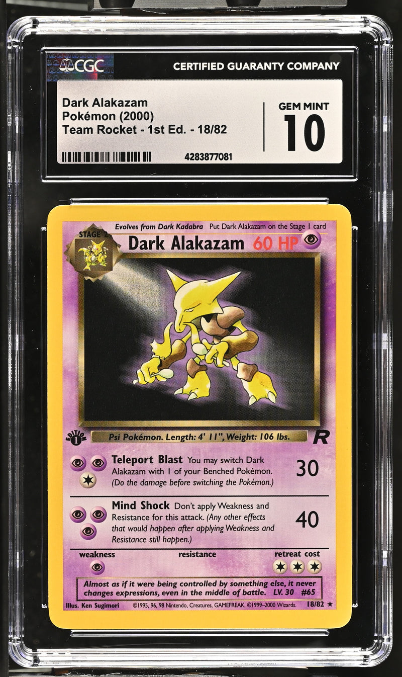 2000 Pokemon Team Rocket - 1st Edition Dark Alakazam 18/82 CGC 10