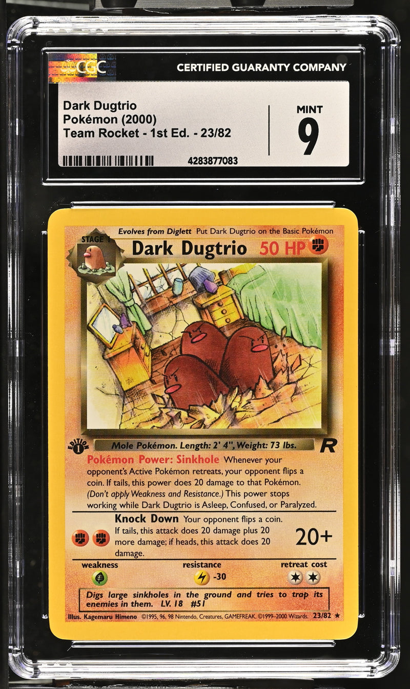 2000 Pokemon Team Rocket - 1st Edition Dark Dugtrio 23/82 CGC 9