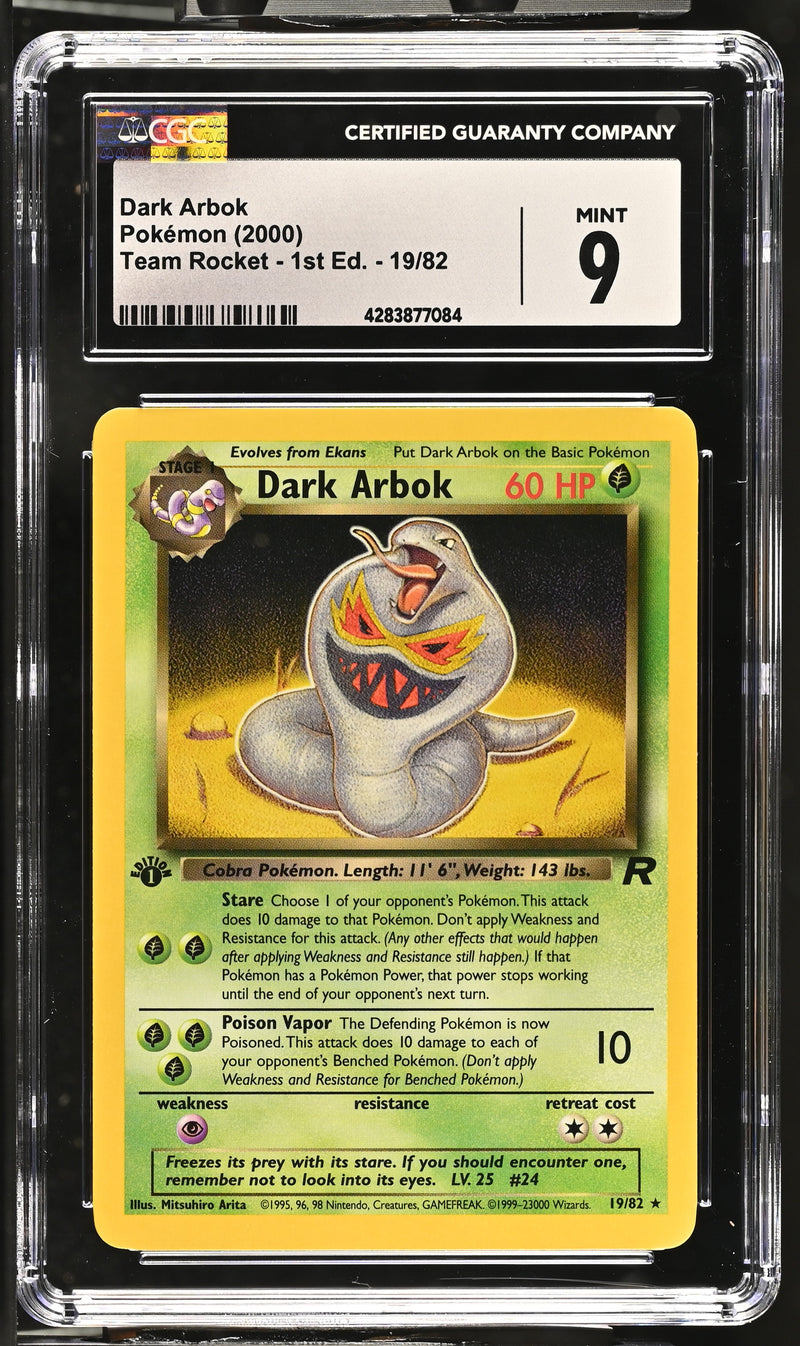 2000 Pokemon Team Rocket - 1st Edition Dark Arbok 19/82 CGC 9