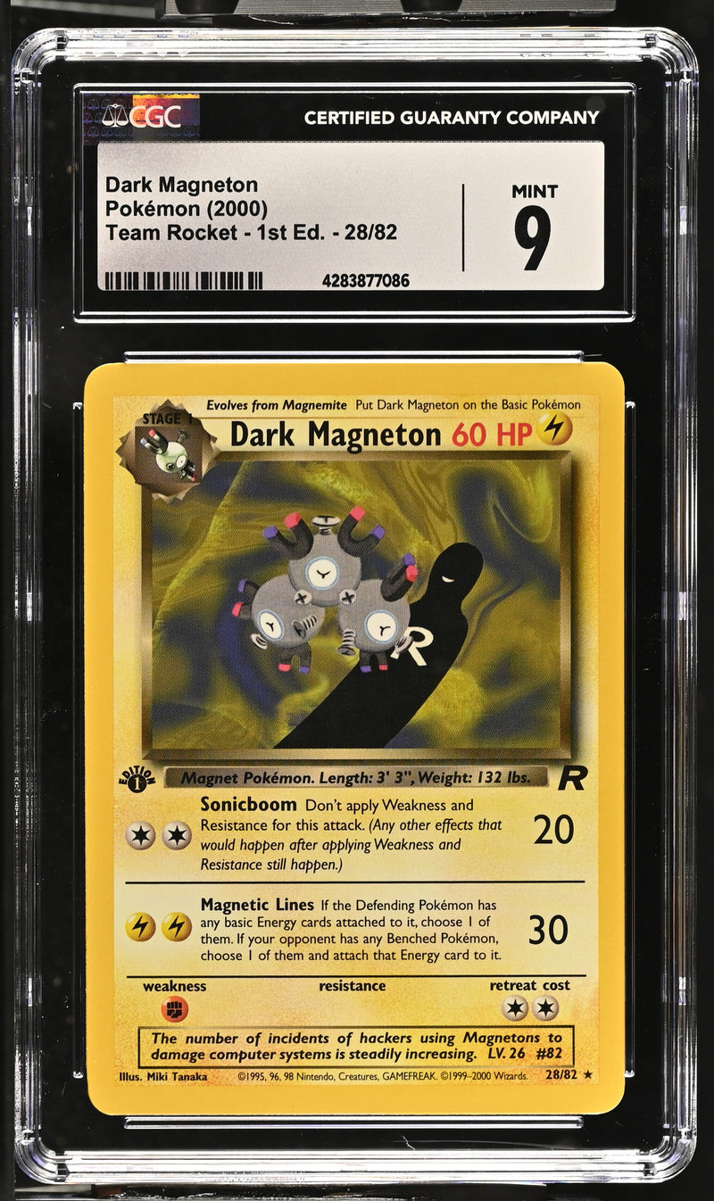 2000 Pokemon Team Rocket - 1st Edition Dark Magneton 28/82 CGC 9