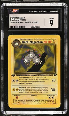 2000 Pokemon Team Rocket - 1st Edition Dark Magneton 28/82 CGC 9