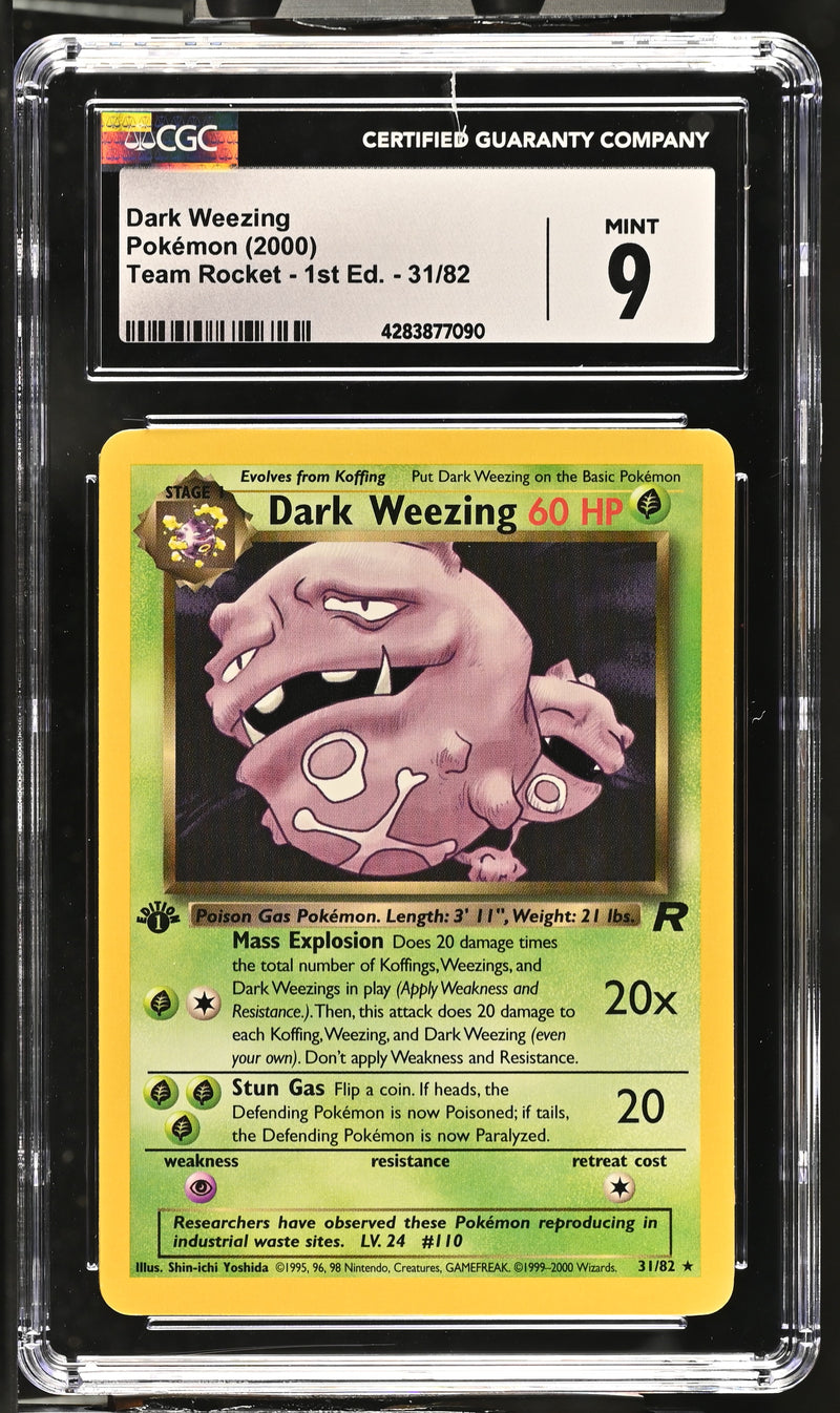 2000 Pokemon Team Rocket - 1st Edition Dark Weezing 31/82 CGC 9