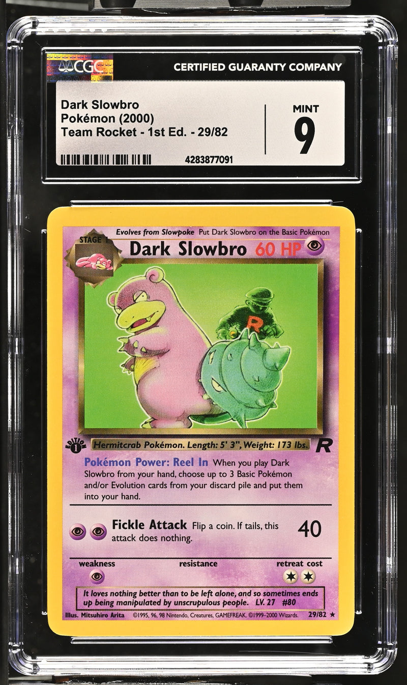 2000 Pokemon Team Rocket - 1st Edition Dark Slowbro 29/82 CGC 9