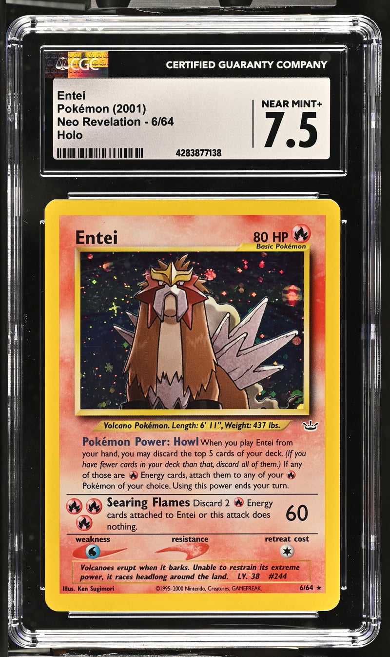 2001 Pokemon Neo Revelation - Unlimited Entei 6/64 Holo CGC 7.5