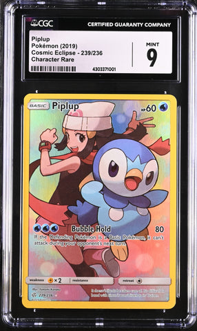 2019 Pokemon Cosmic Eclipse Piplup 239/236 Character Rare CGC 9