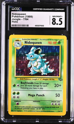 1999 Pokémon Jungle - Unlimited Nidoqueen 7/64 Holo CGC 8.5