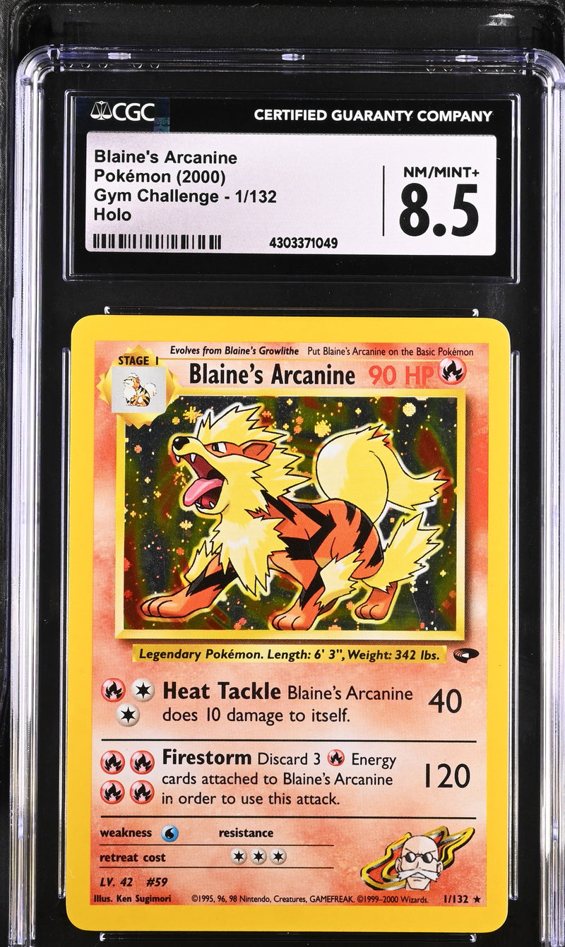 2000 Pokemon Gym Challenge - Unlimited Blaine's Arcanine 1/132 Holo CGC 8.5