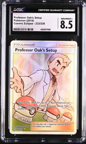 2019 Pokemon Cosmic Eclipse Professor Oak's Setup 233/236 CGC 8.5