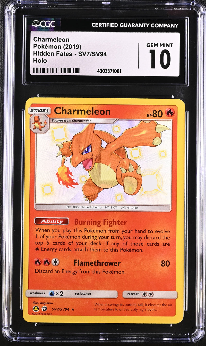 2019 Pokemon Hidden Fates Charmeleon SV7/SV94 Holo CGC 10 2019 Pokemon Hidden Fates Charmeleon SV7/SV94 Holo CGC 10