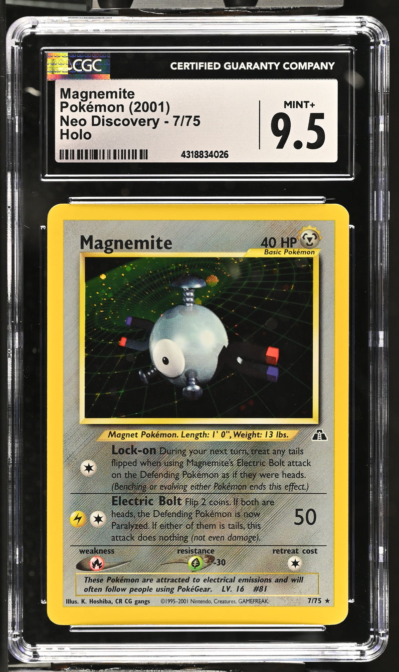 2001 Pokemon Neo Discovery - Unlimited Magnemite 7/75 Holo CGC 9.5