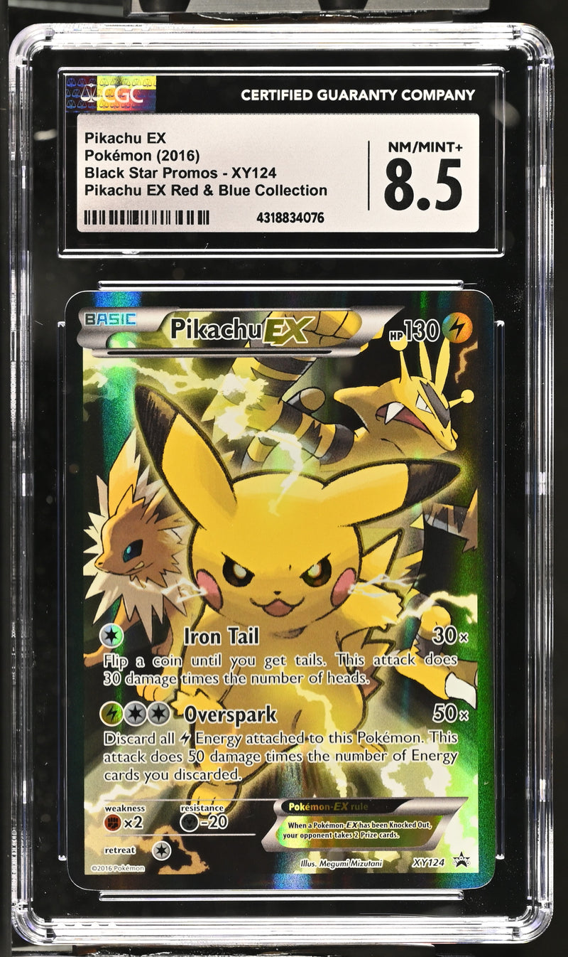 2016 Pokemon Black Star Promos - XY Pikachu EX XY124 Pikachu EX Red & Blue Collection CGC 8.5