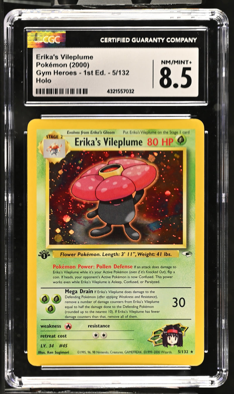 2000 Pokemon Gym Heroes - 1st Edition Erika's Vileplume 5/132 Holo CGC 8.5