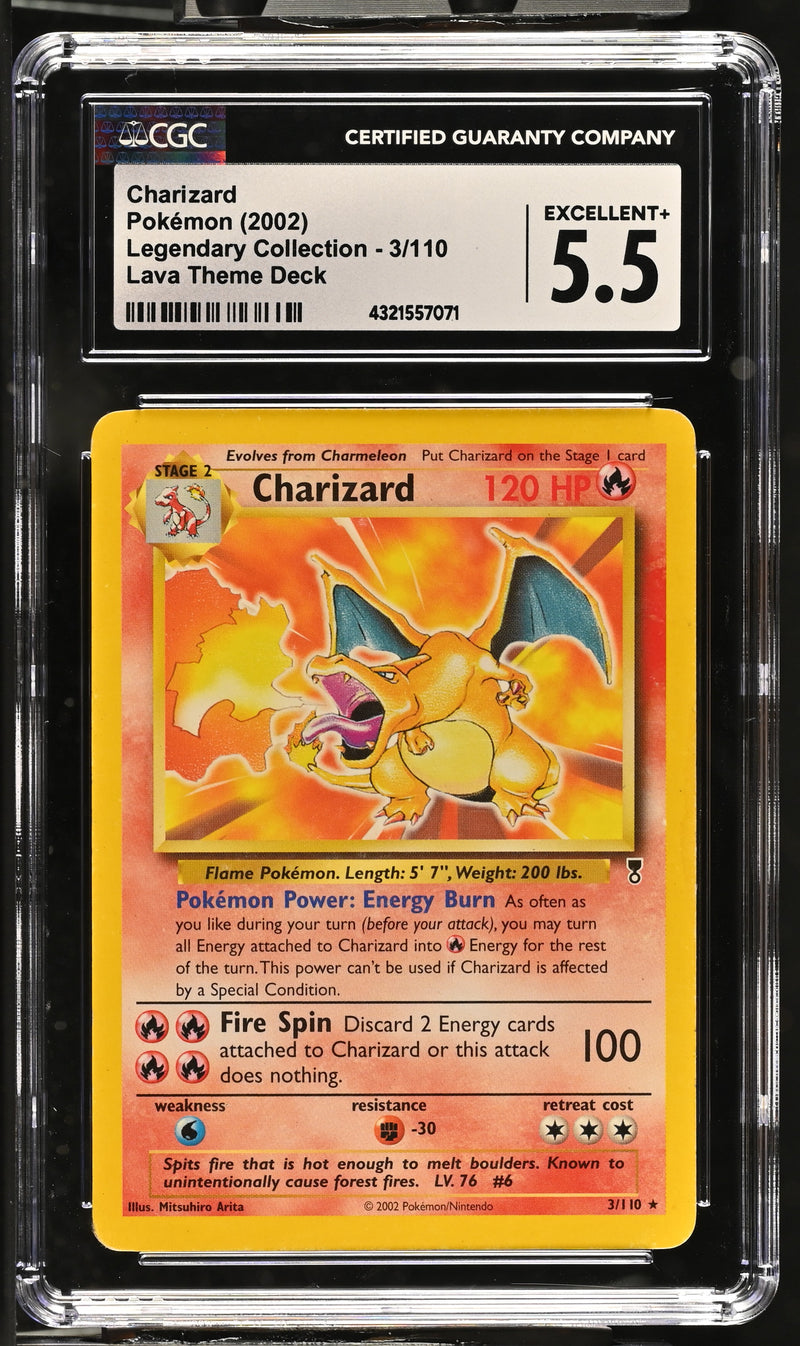 2002 Pokemon Legendary Collection Charizard 3/110 Non-Holo CGC 5.5 2002 Pokemon Legendary Collection Charizard 3/110 Non-Holo CGC 5.5