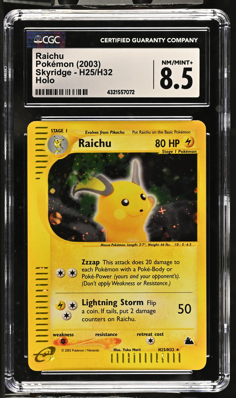 2003 Pokemon Skyridge Raichu H25/H32 Holo CGC 8.5